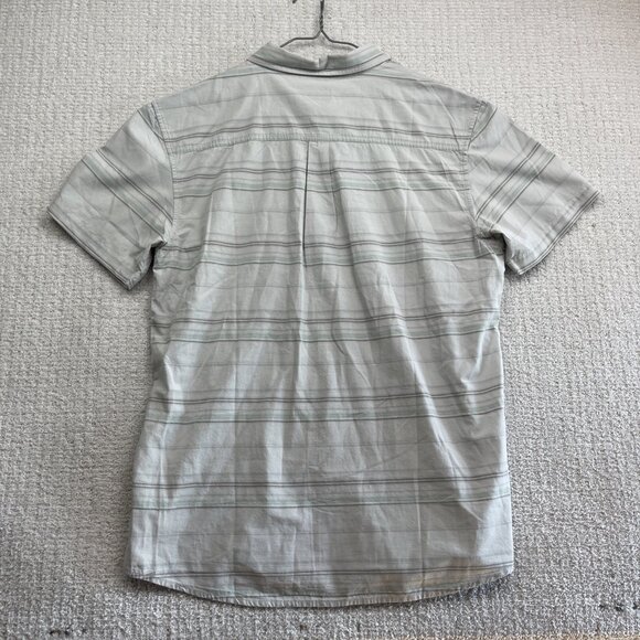 O'Neill Button Up Shirt Off-White / Grey w/Blue Striped Short Sleeve Surf Men XL - Picture 11 of 15